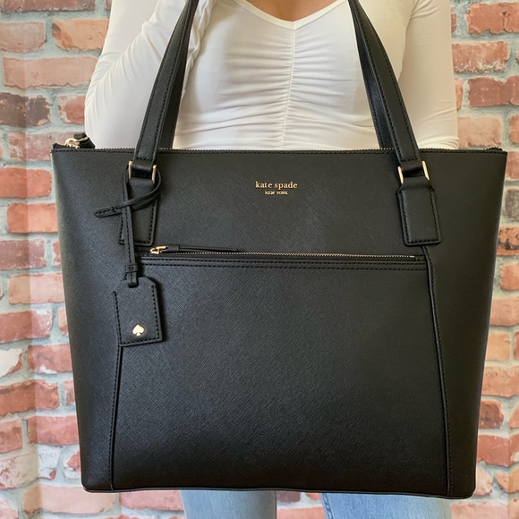 Kate spade LARGE Cameron pocket tote BLACK leather